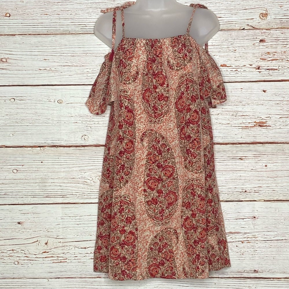 Madewell Silk Cold-Shoulder Dress in Watercolor Paisley Sz S - Picture 5 of 14